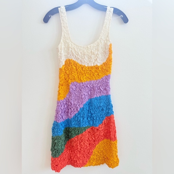 Mara Hoffman multicolor colorblock sleeveless Laura popcorn mini dress XS Rare - Picture 10 of 11